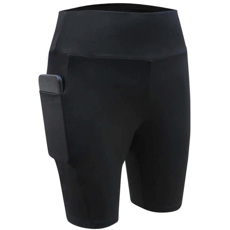 Women's Gym Side Pockets Shorts 1-Black