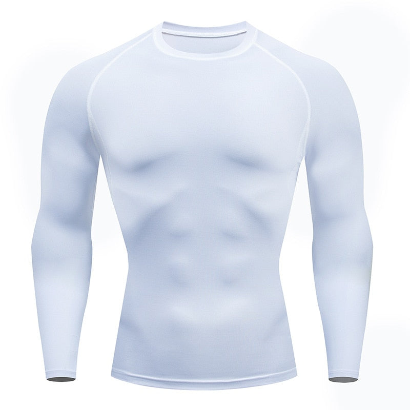 Gym Compression Dry Fit Fitness T-shirt White long sleeve