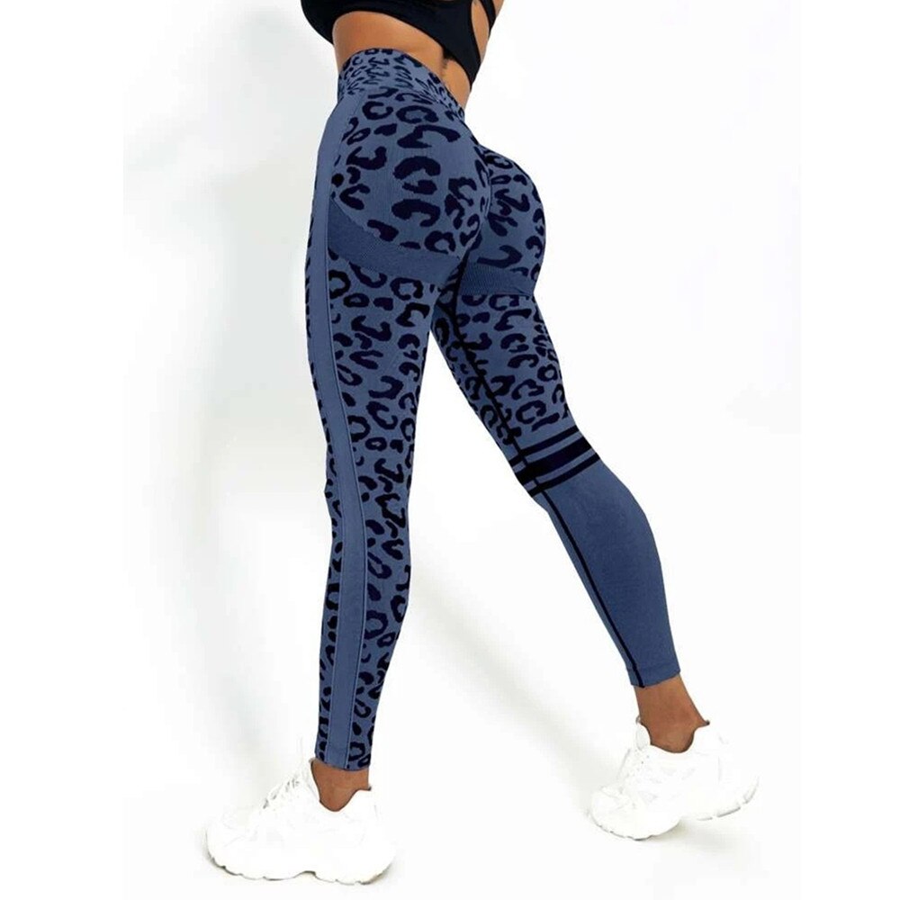 Leopard Seamless Women Sport Yoga Pant navy
