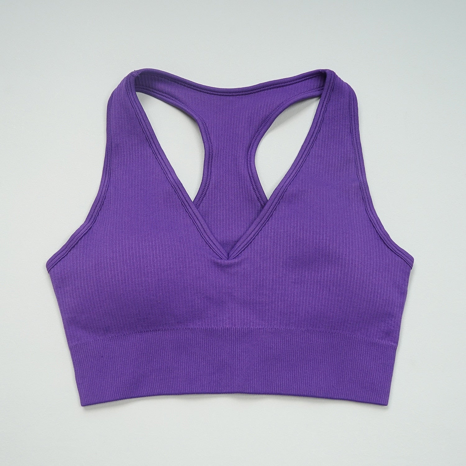 Women Summer Ribbed Gym Set Bra-Purple