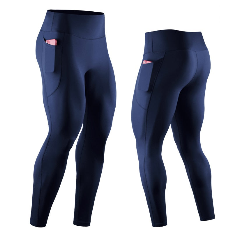 Men's High Waist Fitness Pants Navy