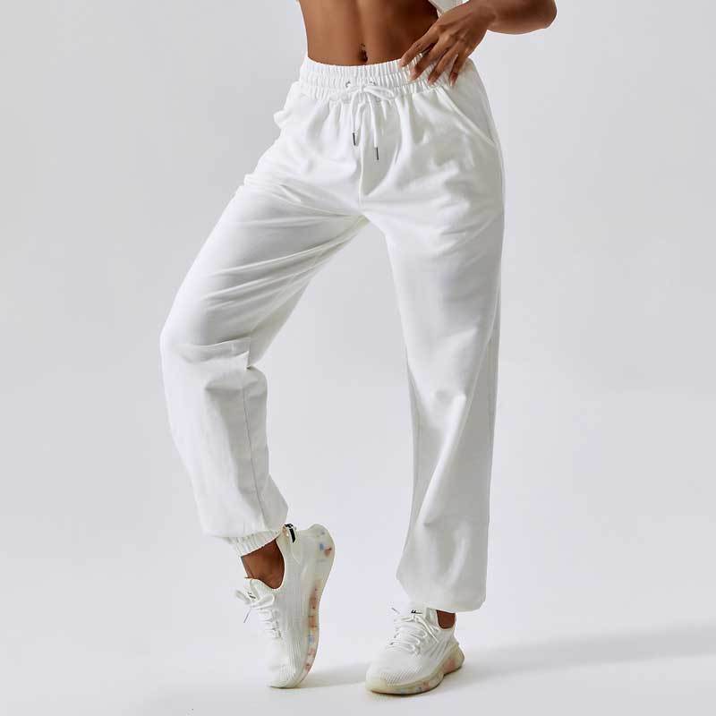 Woman Gym Workout Set White Sports Pants