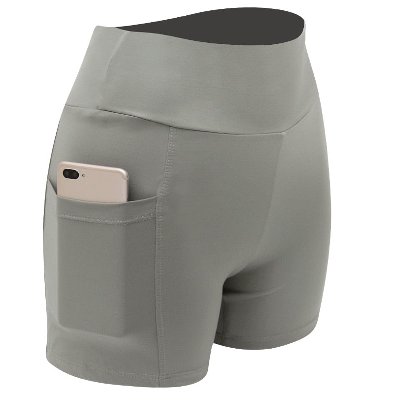 Women's Gym Side Pockets Shorts 2-Light grey
