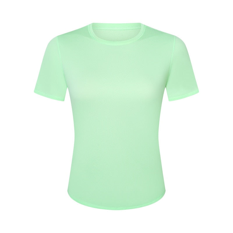 Women Elastic Gym Shirts Dazzling green