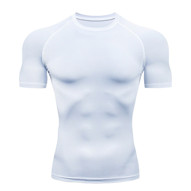 Gym Compression Dry Fit Fitness T-shirt White short sleeve