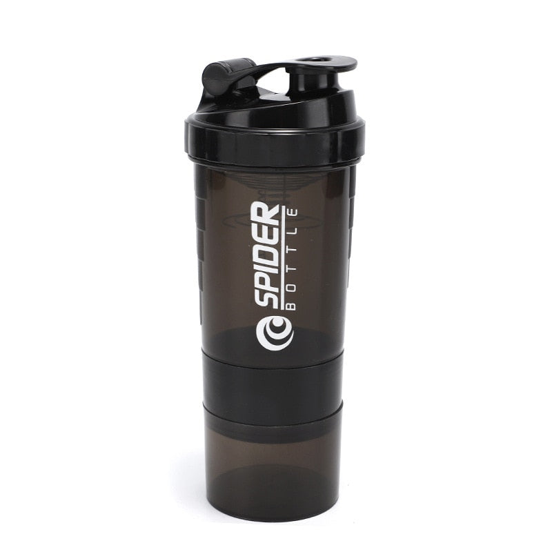 Fitness 3 Layer Sports Shaker Bottle Black 550ML