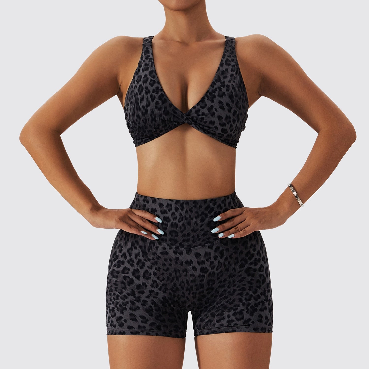 Women Leopard Print Sports Suit