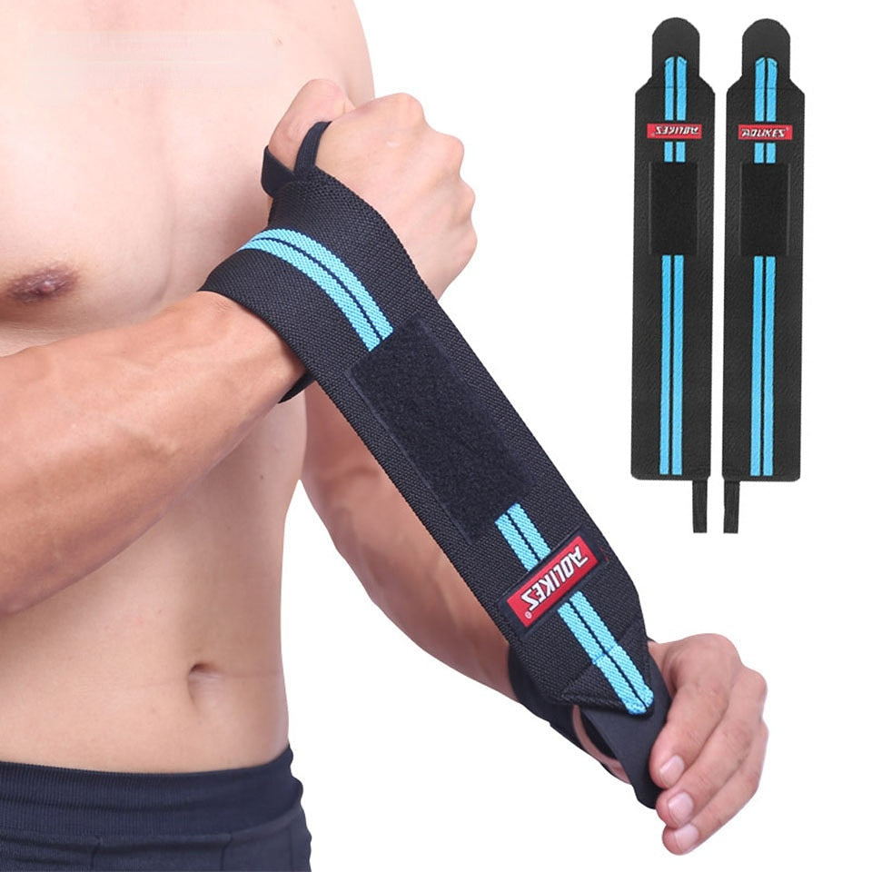 Weight Lifting Gym Wrist Support Brace Black with Blue