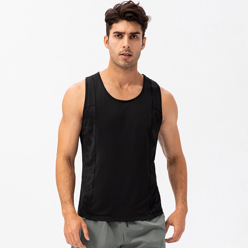Men Gym Quick-drying Sleeveless T-shirt Black