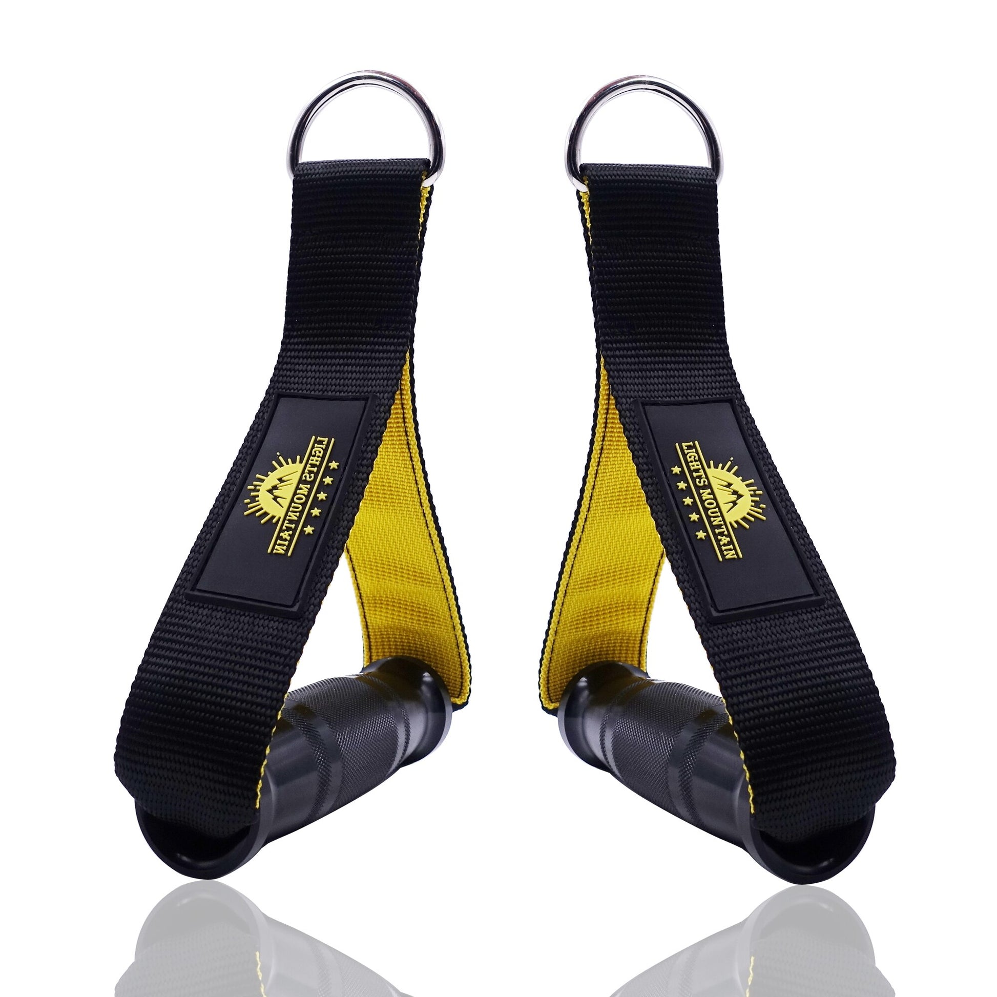 Heavy Duty Metal Gym Handles black yellow strap