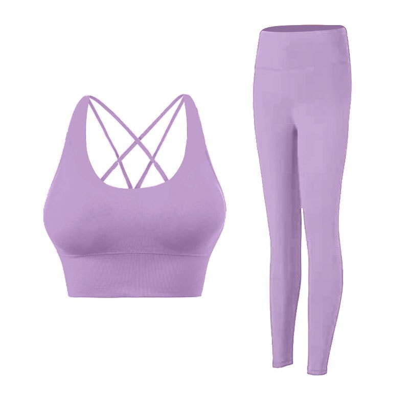 Women Two Piece Gym Yoga Suit Set purple