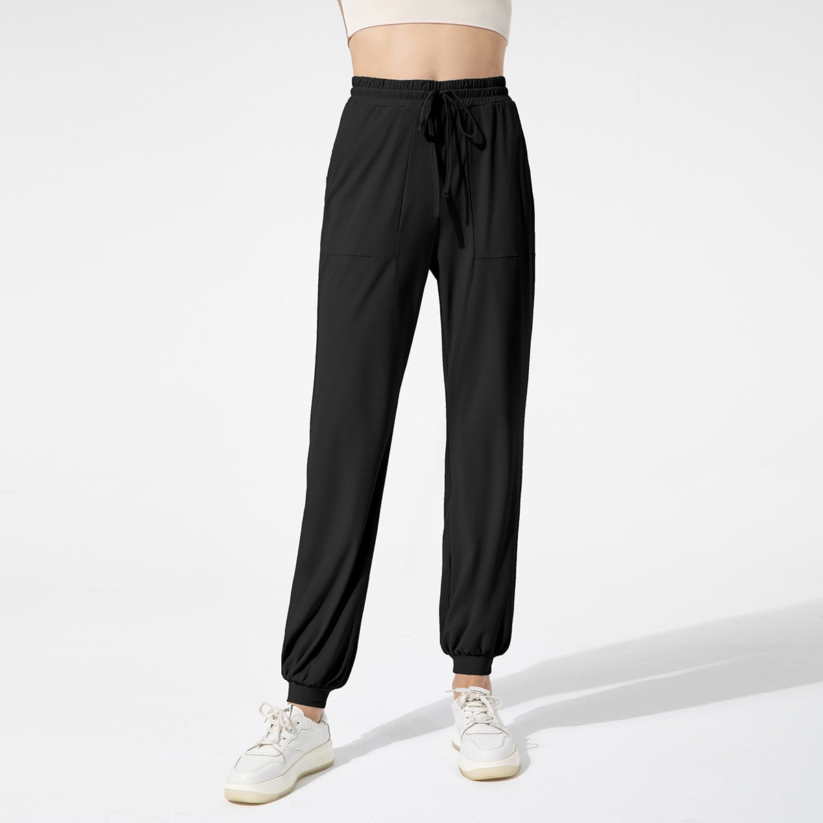 Women Loose Gym Quick Dry Trousers Black