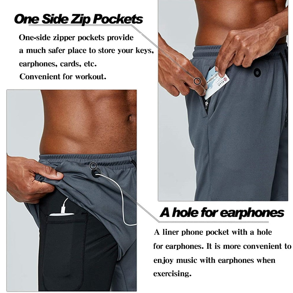 Men Fitness Gym Training 2 in 1 Sports Shorts