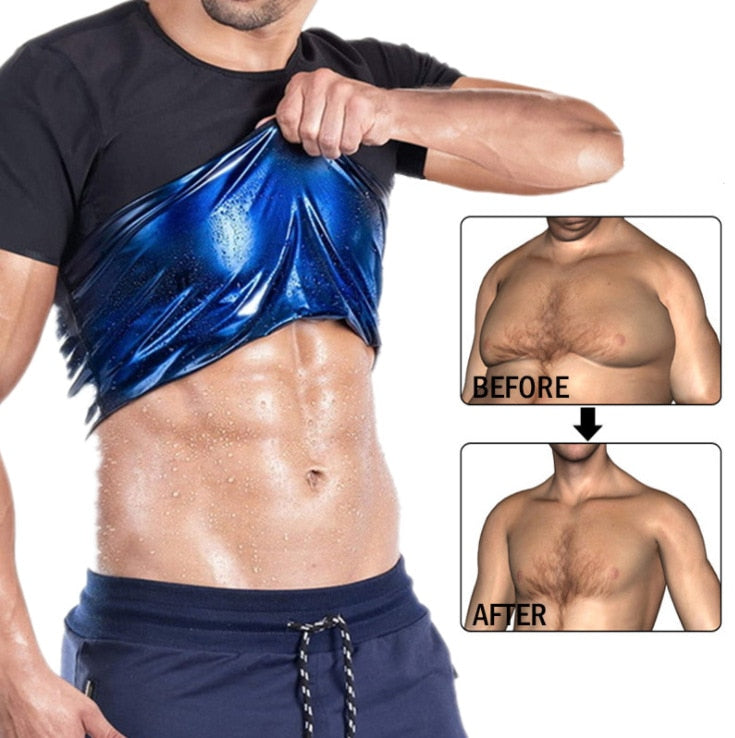 Men Sauna Suit Heat Trapping Shapewear Blue color