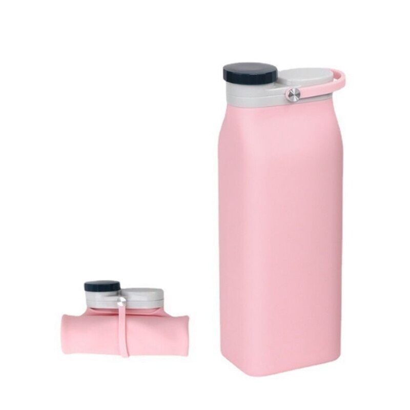 Portable collapsible leak-proof water bottle 600ml Pink
