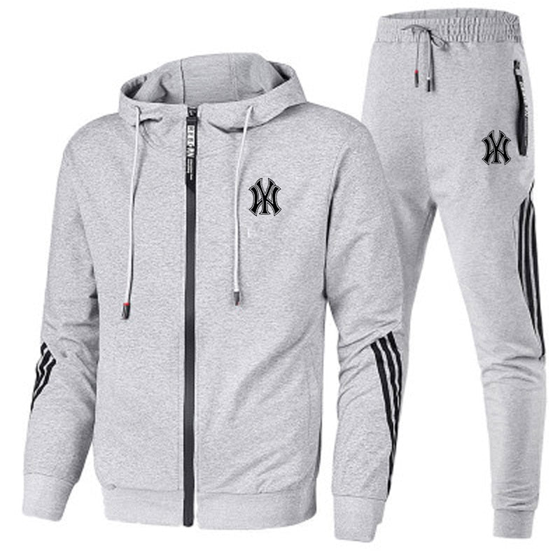 Men Zipper Cardigan Jacket+Sweatpants grey 1 China