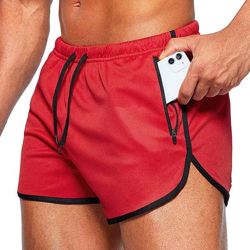 Summer Quick Dry Men Fitness Shorts red