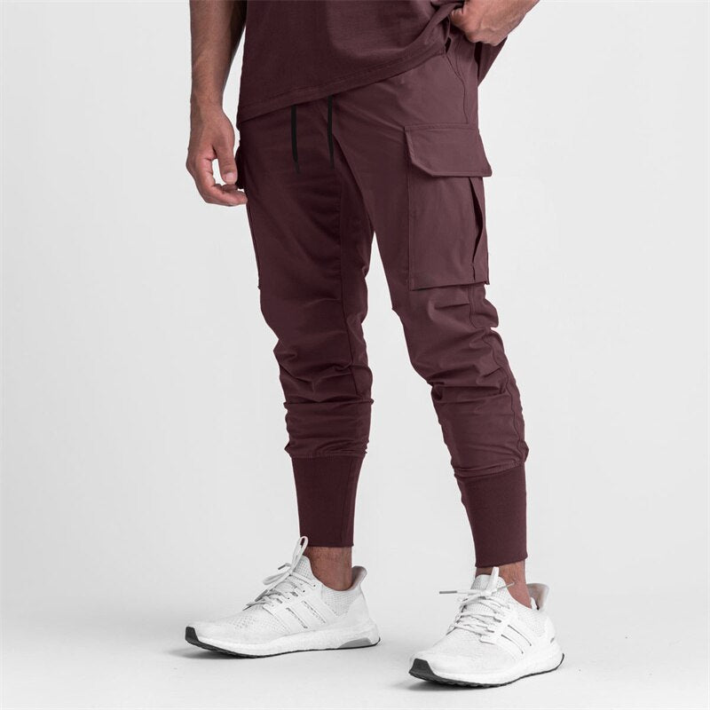 Men Quick-Drying Fitness Trousers Wine red