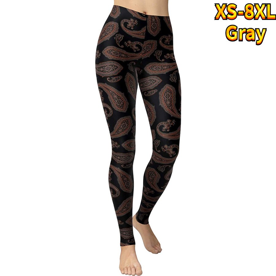Basic Line Printed Yoga Pants 92495-gray