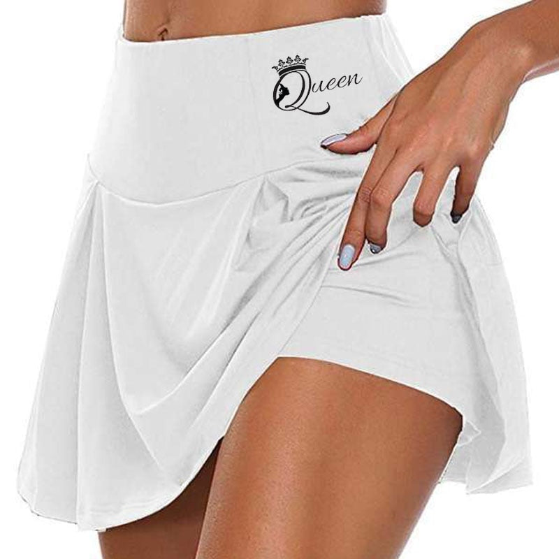 Queen Printed Women Sports Skrits White