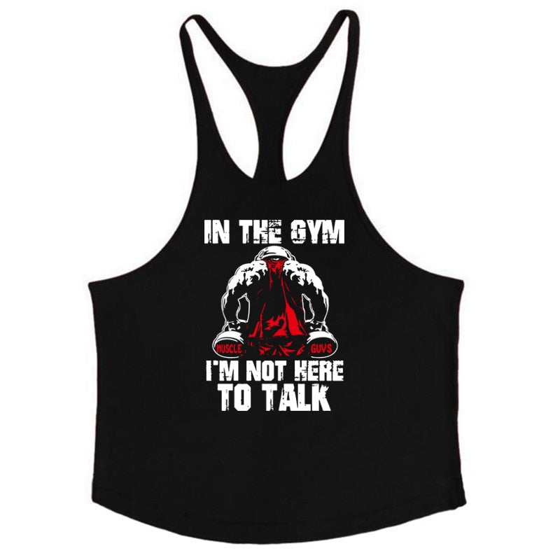 Men Bodybuilding Stringer Tank Tops black55