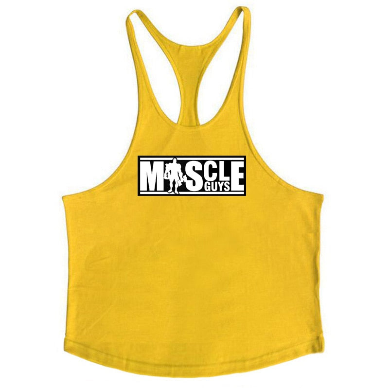 Men's gym Stringer Tank Top Yellow