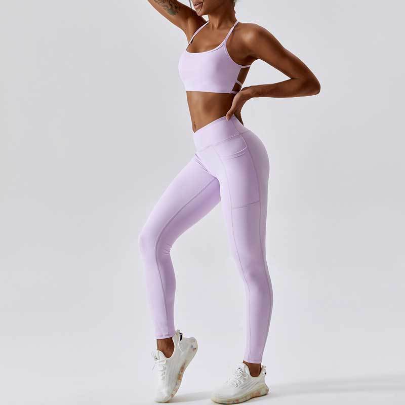 Woman Gym Workout Set Purple Yoga Set