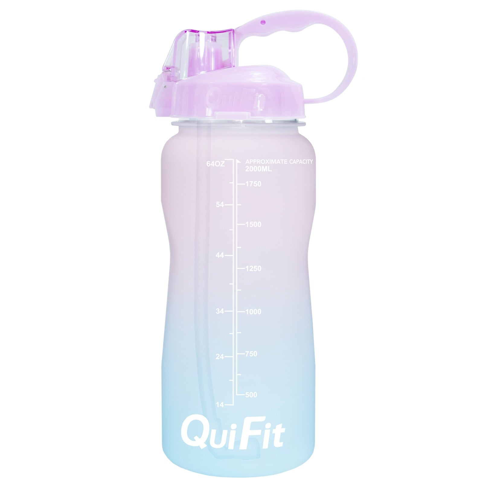 Half Gallon Water Bottle 2L 64oz Half Gallon Light Pink-Blue