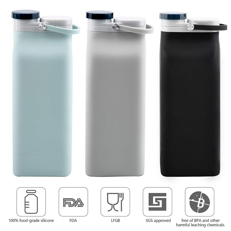 Portable collapsible leak-proof water bottle