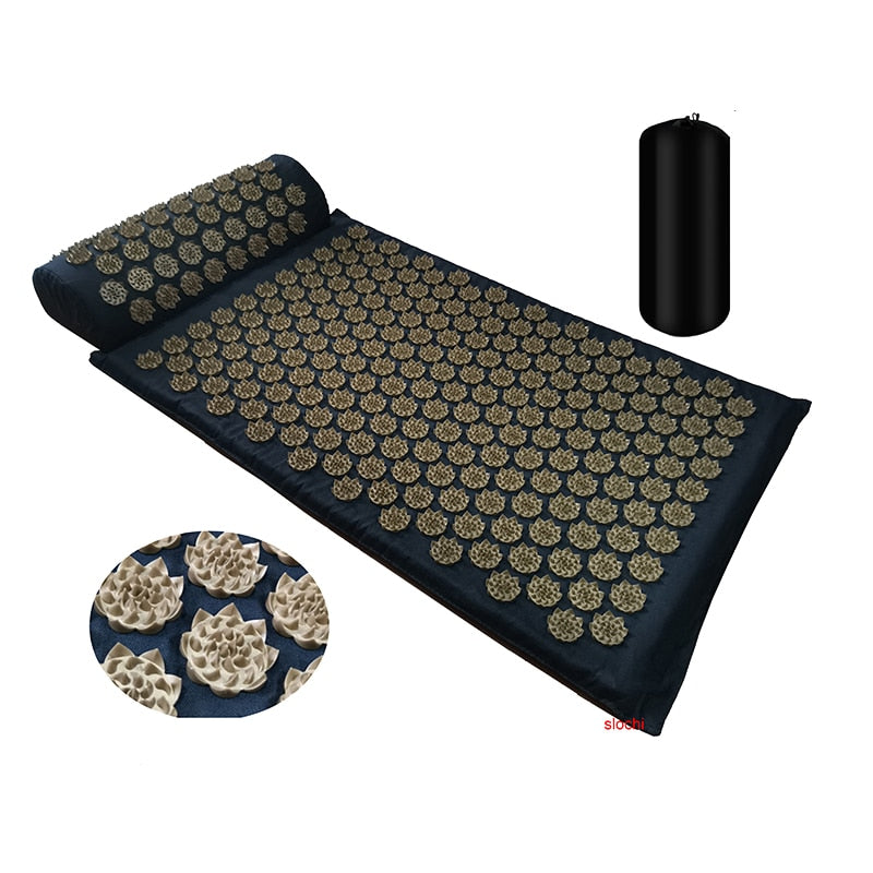 Cushion Shakt Massage Yoga Mat Black cloth gold spi