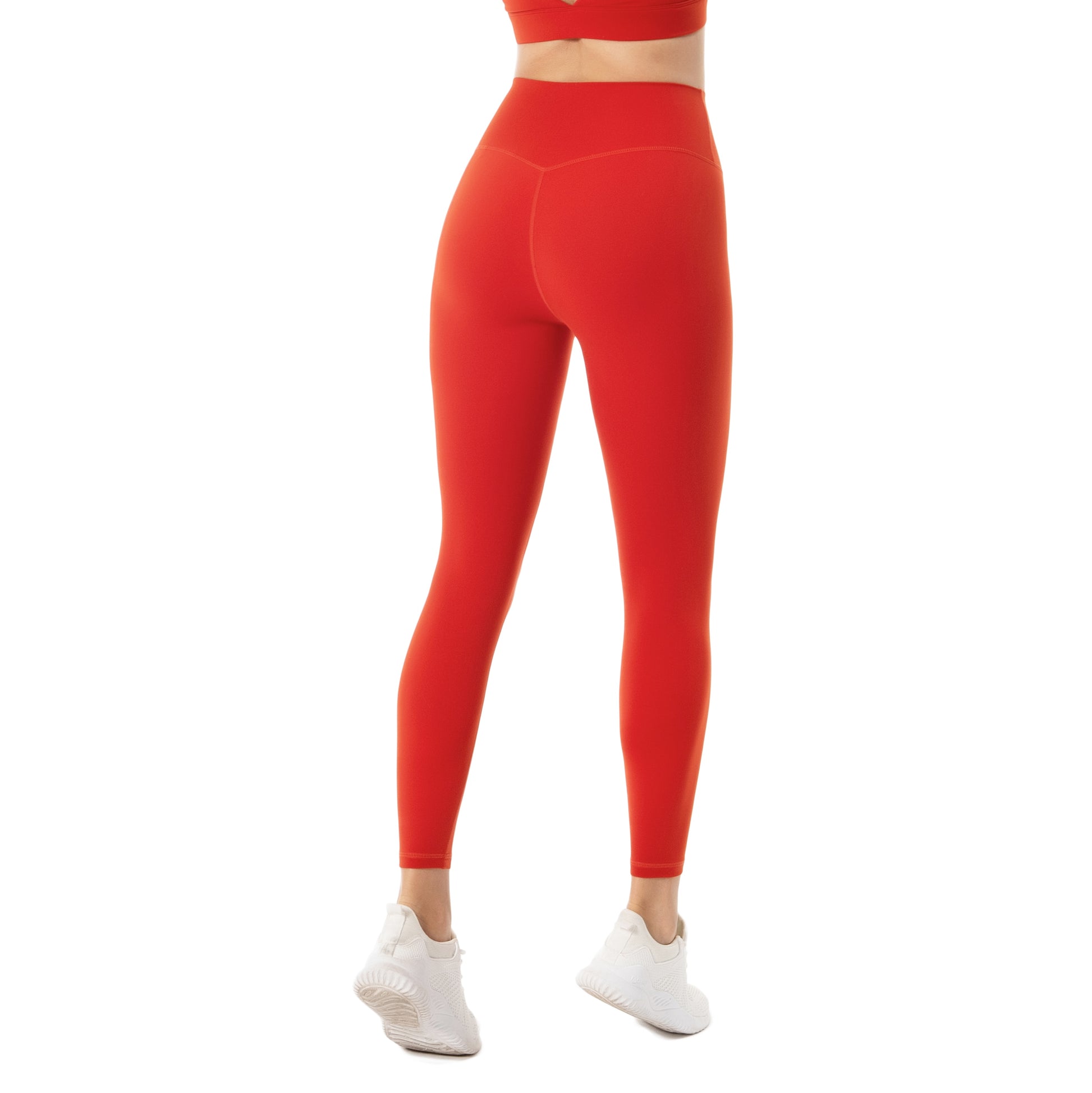 Women No Front Squat Proof Leggings Lobster Red-1PC