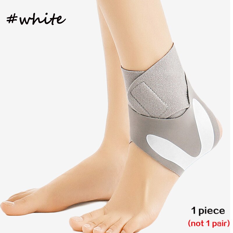 Adjustable Elastic Sports Ankle Brace white