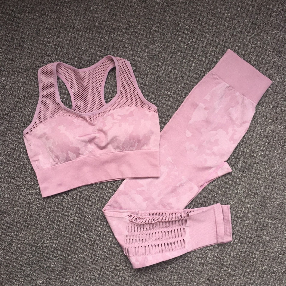 Women Gym Workout Suits violet bra pt set