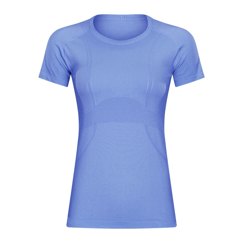 Printed OCEAN Knitted Yoga Sports Shirt Periwinkle Blue China