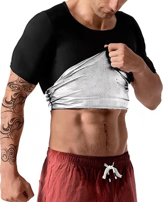 Men Sauna Suit Heat Trapping Shapewear Silver color