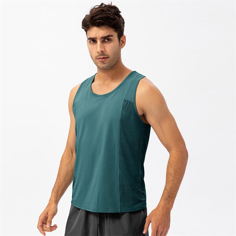 Men Gym Quick-drying Sleeveless T-shirt Peacock blue