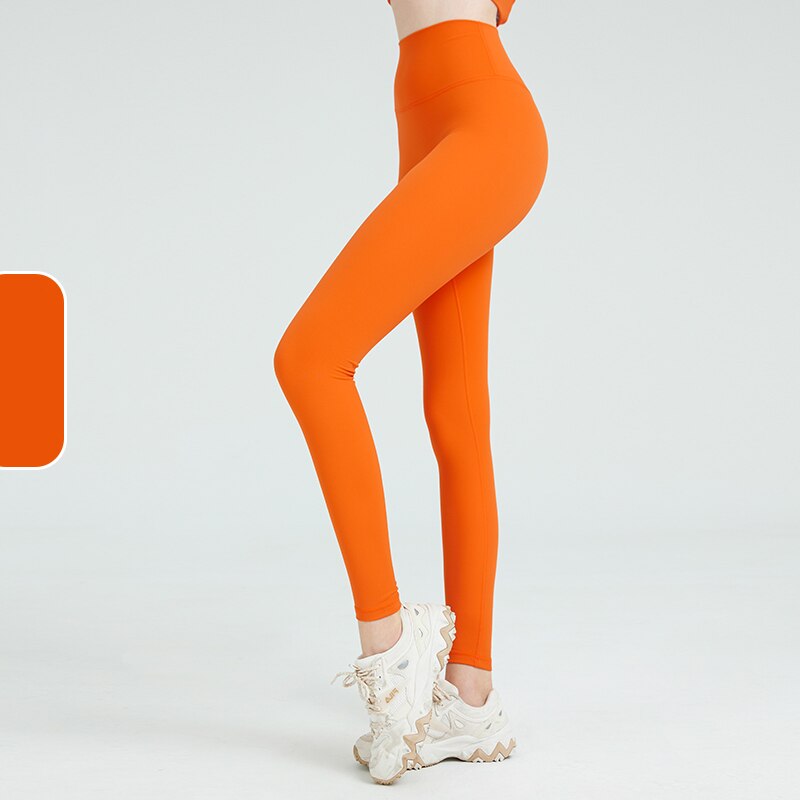 Female Gym Athletic Wear Leggings Bright Orange