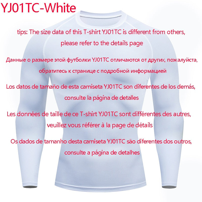 Men Bodybuilding Sports Long Sleeve Shirt YJ01TC-White