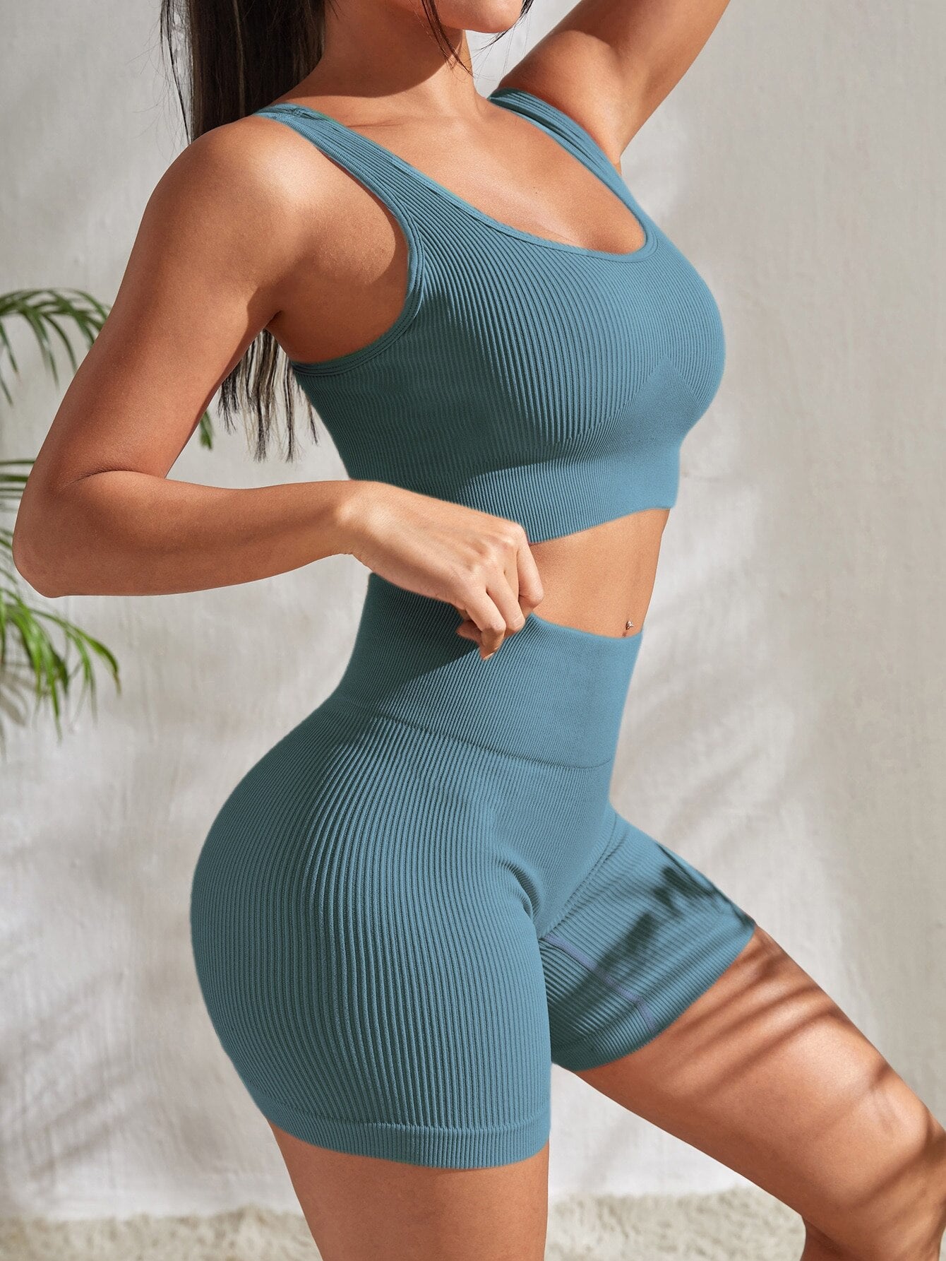 Women's Seamless Gym Suits Grey Green