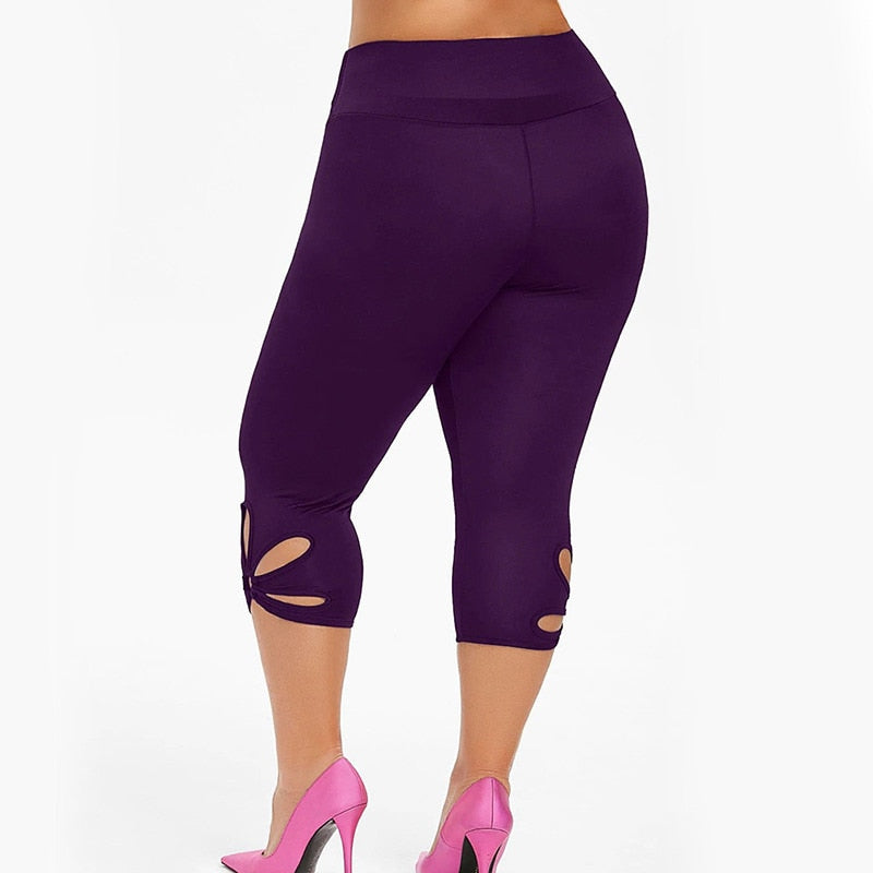 Women Elasticity Fitness Leggings PURPLE