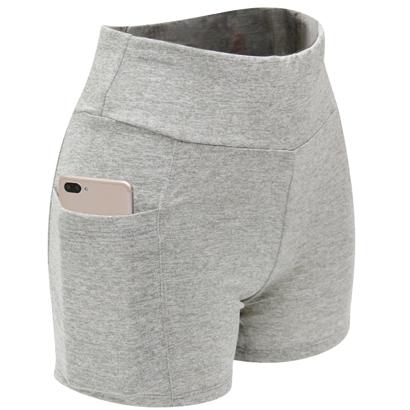 Women's Gym Side Pockets Shorts 2-Light hemp grey