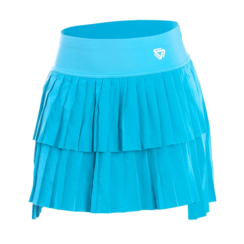 Women Double Layer Pleated Gym Skirt NSRF2206904 BLUE 2