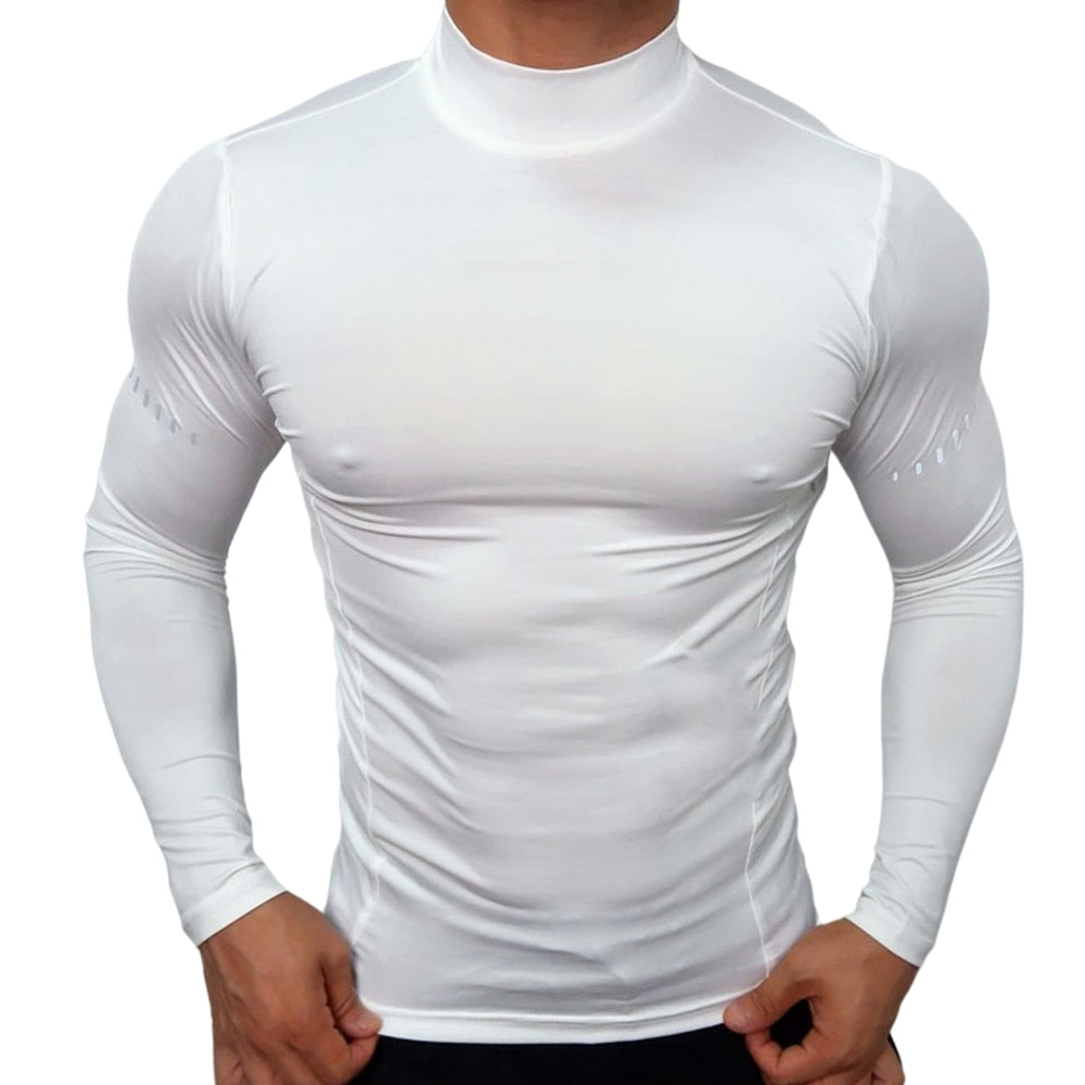 Men Workout Long Sleeve T-shirt White