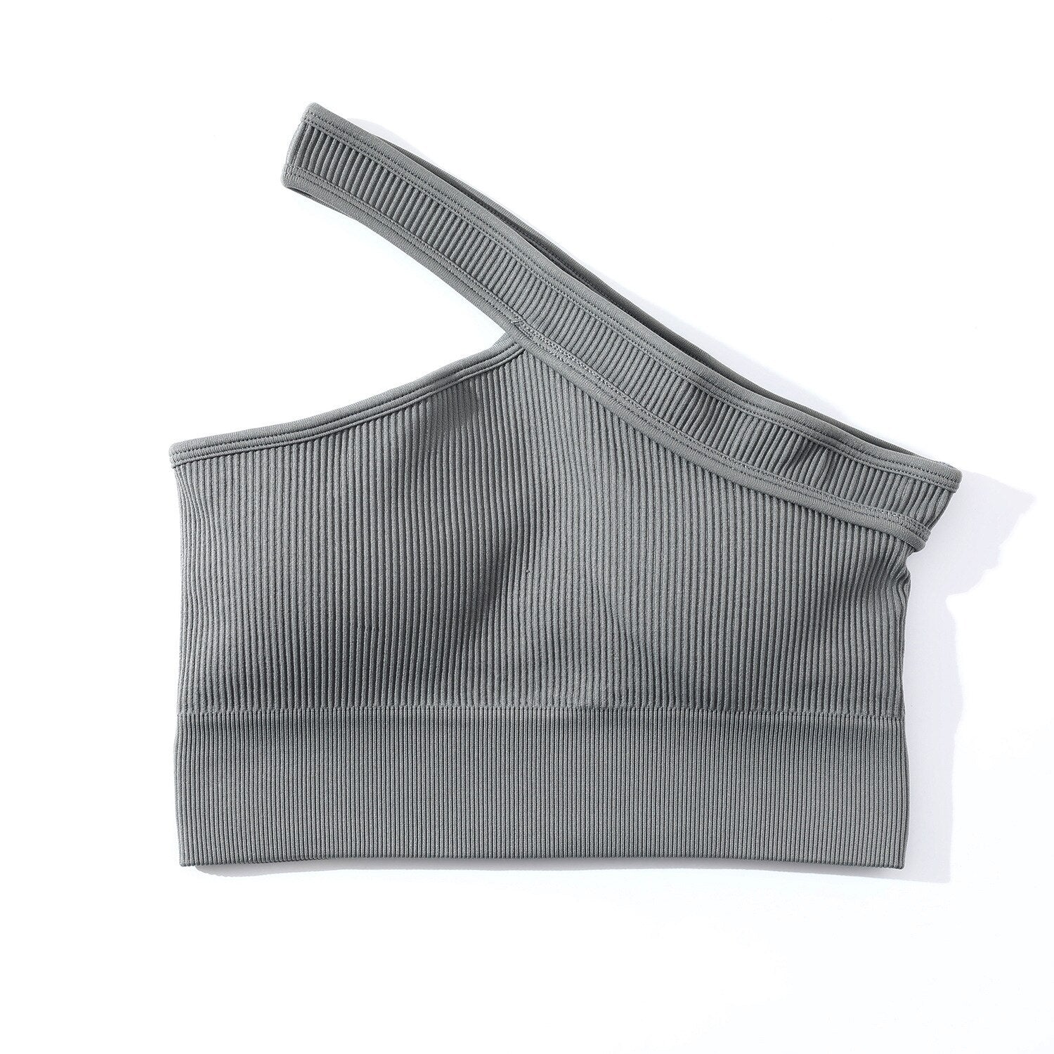 Women Long Sleeves Crop Top Gym Suits Gray Bra