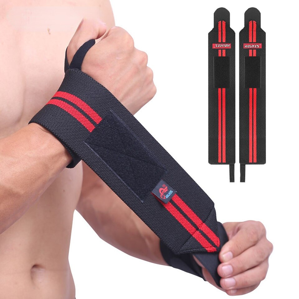 Weight Lifting Gym Wrist Support Brace Black with Red