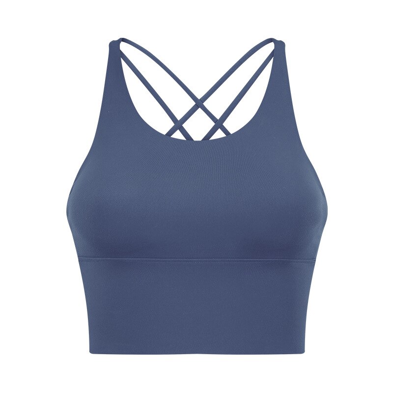 Thin Straps Crossover Women Yoga Bra Light greyish purple