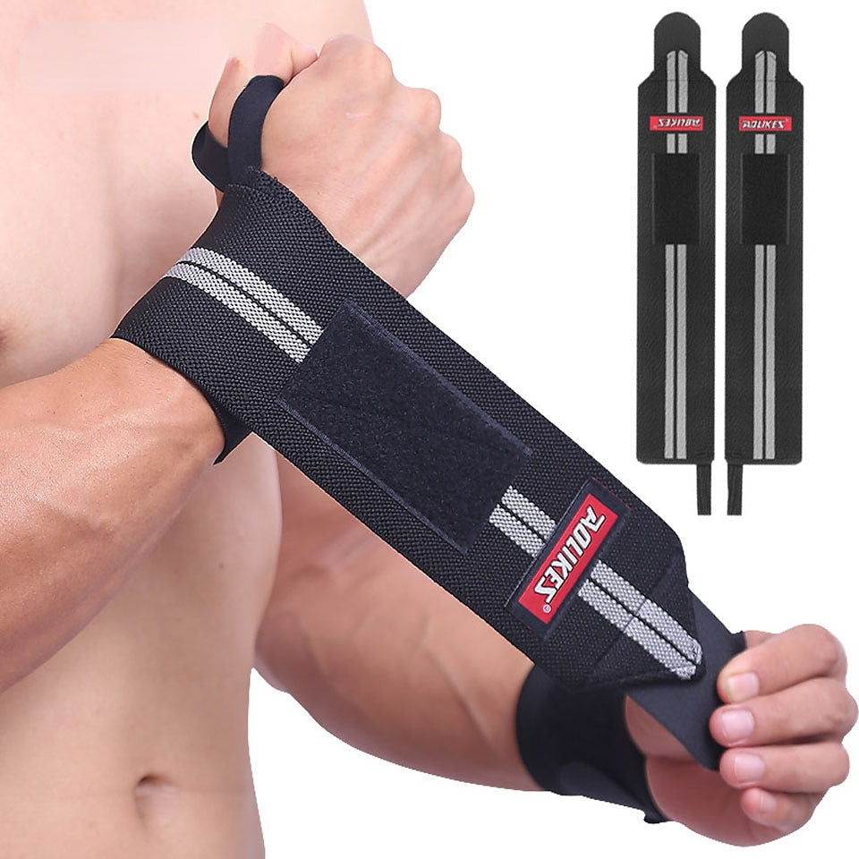 Weight Lifting Gym Wrist Support Brace Black with Grey