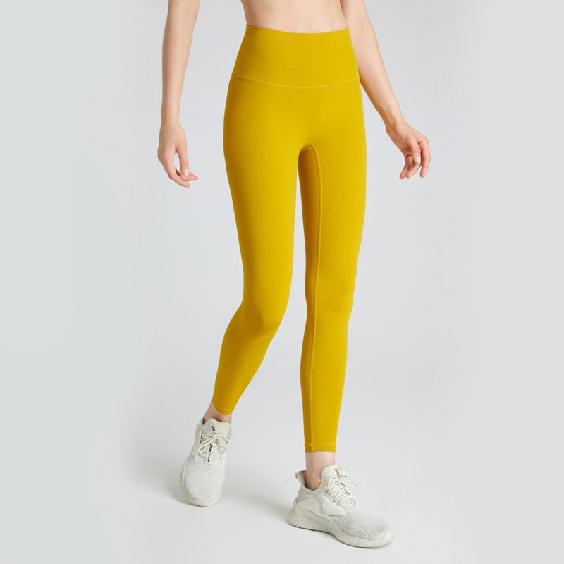 Women Hidden Pockets Gym Leggings Bee Yellow