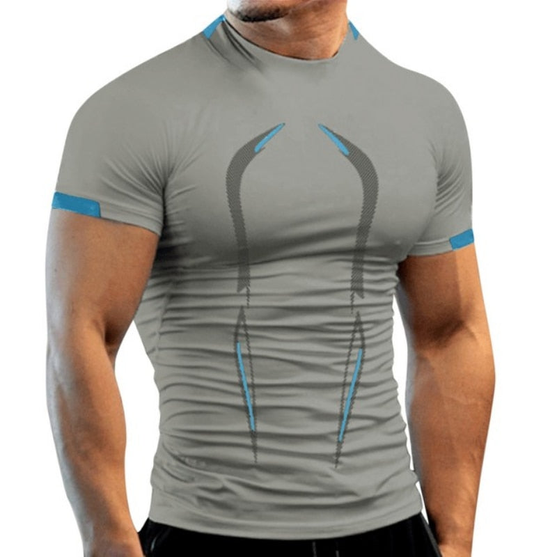 Men Quick Dry Fitness Gym T Shirt Light grey