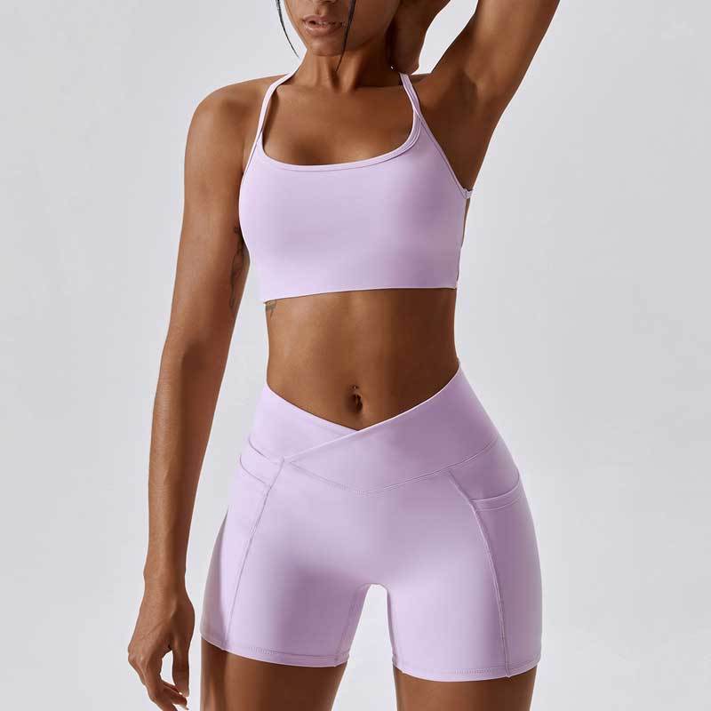 Woman Gym Workout Set Purple Short Set-1